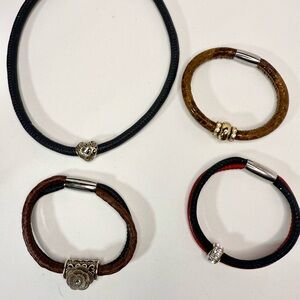 Brighton Leather Jewelry Set – Bracelets & Necklace with Interchangeable Beads